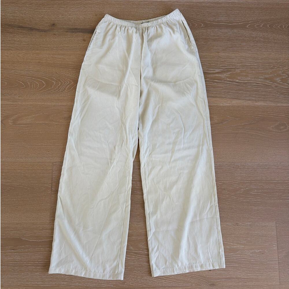 White Fox Pants Wide Leg Size S Pale Butter Yellowy Beige